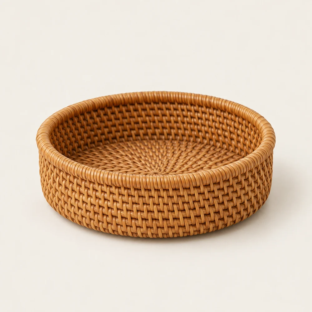 Palm Round Trinket Basket in Honey